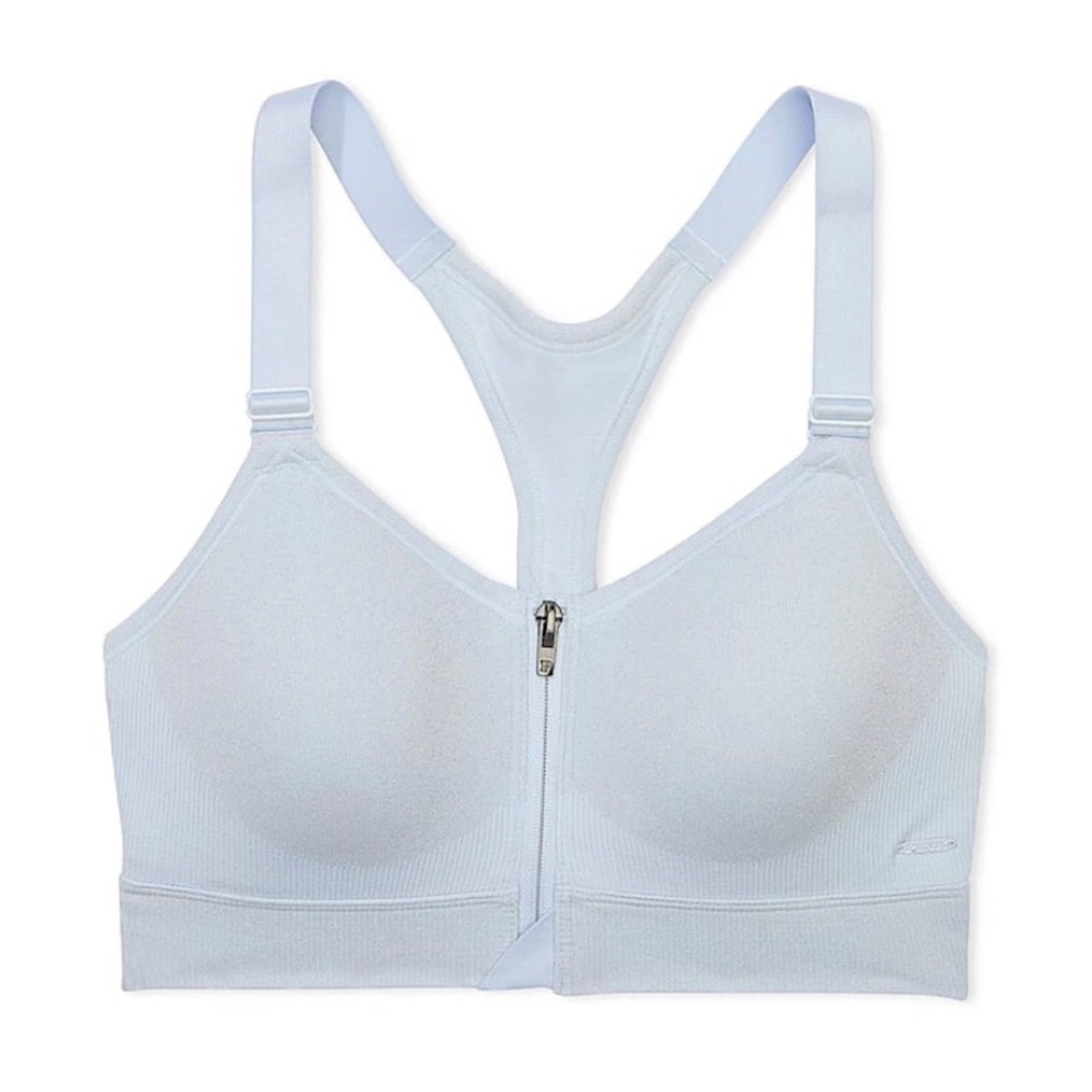PINK Victoria's Secret Light Blue Front-Zip Sports Bra - Picture 3 of 6